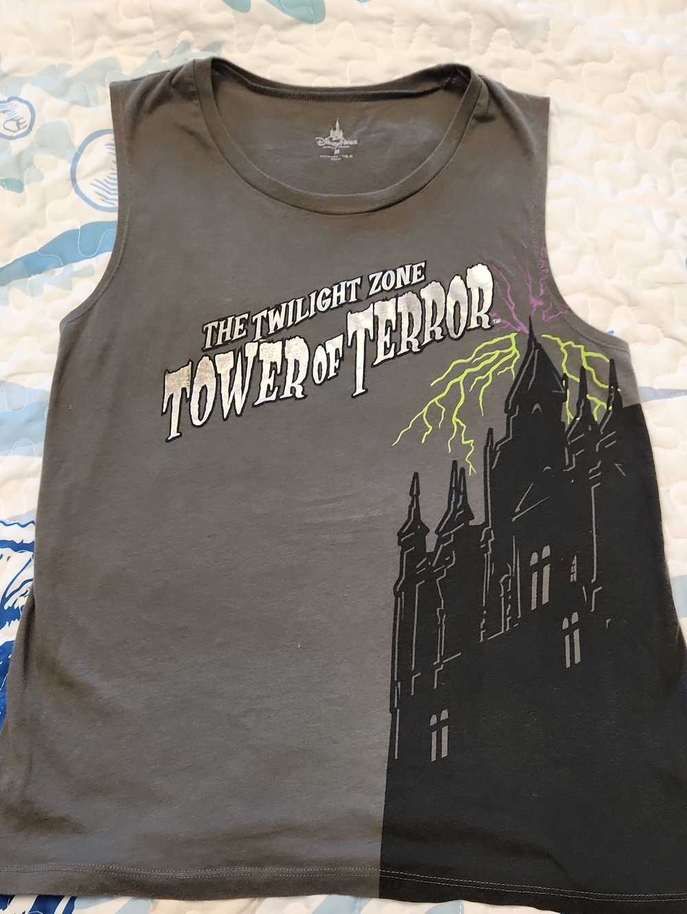Disney Gray Tower of Terror Tank with Neon Green & Purple Accents